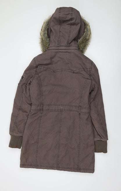 Simesoda Womens Brown Parka Coat Size S Zip