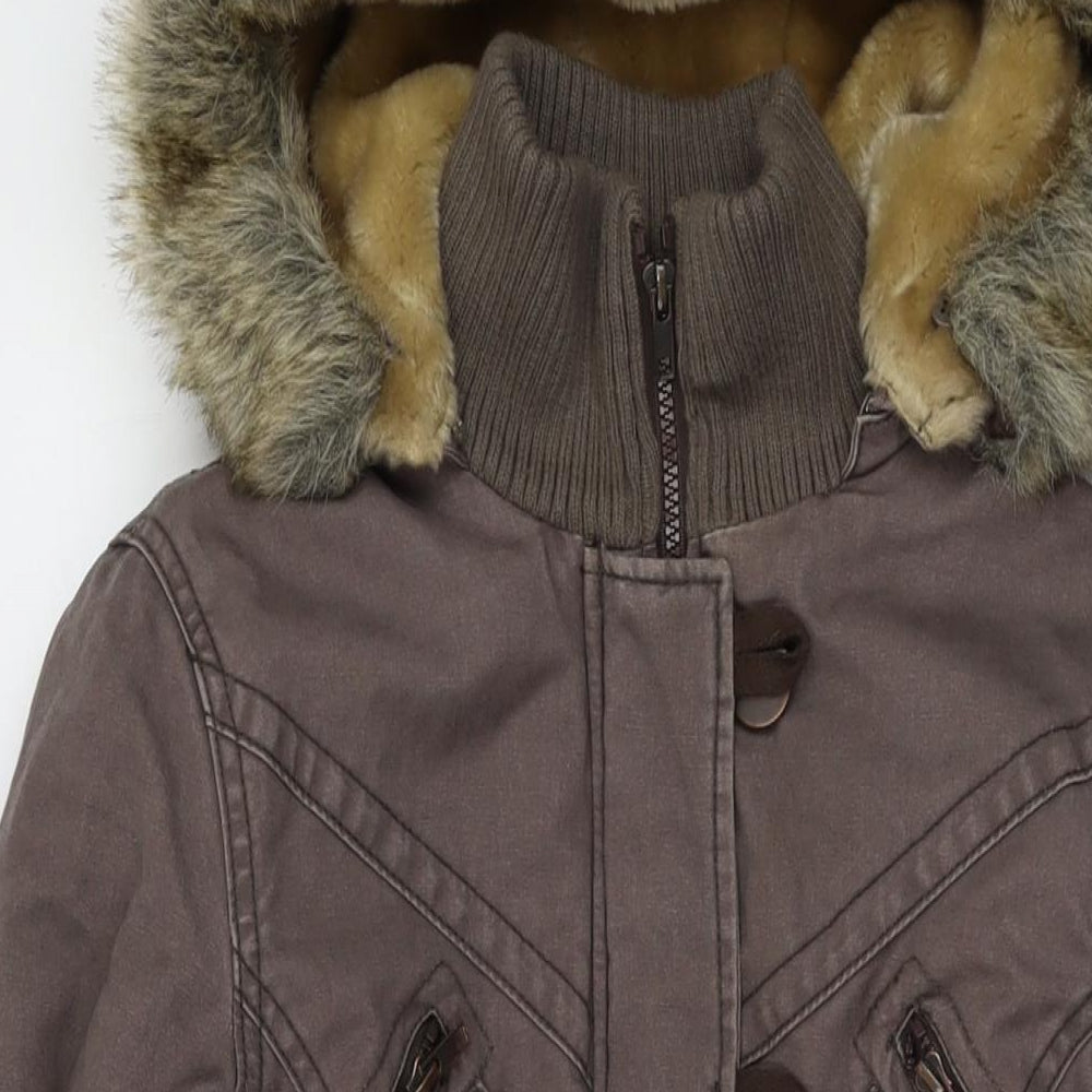 Simesoda Womens Brown Parka Coat Size S Zip