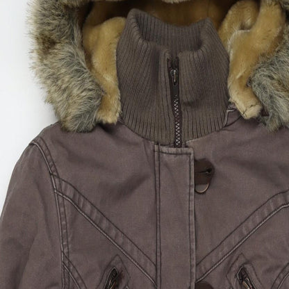 Simesoda Womens Brown Parka Coat Size S Zip