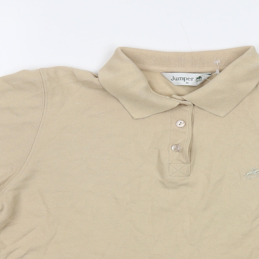 Womens UK Size M Jumper Beige Basic Polo