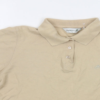 Womens UK Size M Jumper Beige Basic Polo