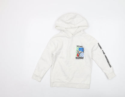 Sonic Boys White Cotton Pullover Hoodie Size 7-8 Years Pullover