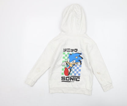 Sonic Boys White Cotton Pullover Hoodie Size 7-8 Years Pullover