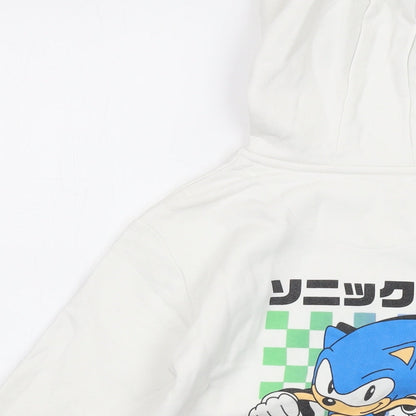 Sonic Boys White Cotton Pullover Hoodie Size 7-8 Years Pullover