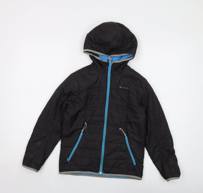 Additional front view of Quechua boys’ black puffer jacket jacket, size 10, years zip