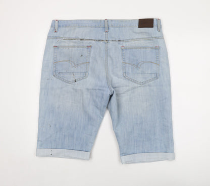 Lee Cooper Mens Blue Cotton Bermuda Shorts Size 40 in L14 in Regular Button