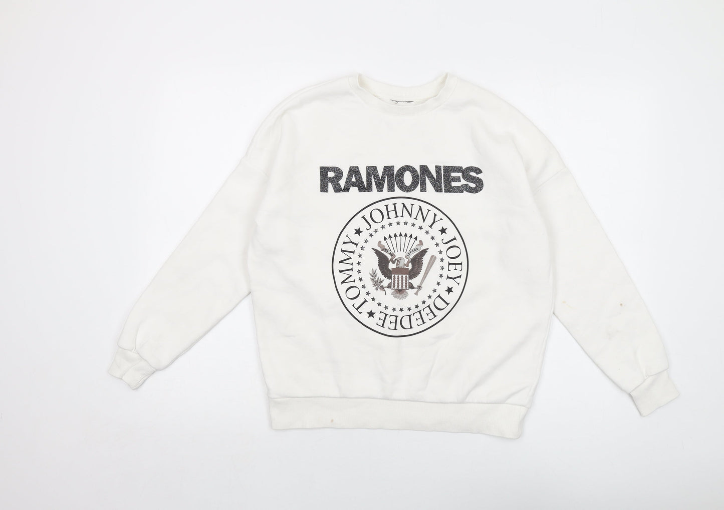 Ramones Womens Ivory Cotton Pullover Sweatshirt Size 10 Pullover