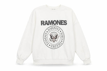 Ramones Womens Ivory Cotton Pullover Sweatshirt Size 10 Pullover