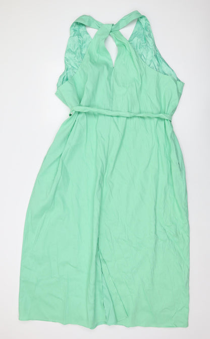 Autograph Womens Green Polyester A-Line Size 24 V-Neck Pullover