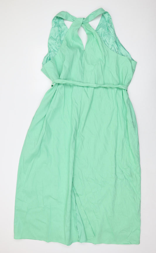 Autograph Womens Green Polyester A-Line Size 24 V-Neck Pullover