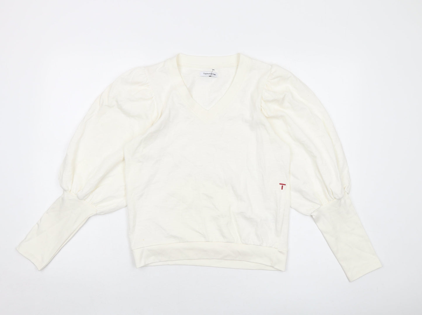 Tomorrow Womens Ivory Cotton Pullover Sweatshirt Size 8 Pullover