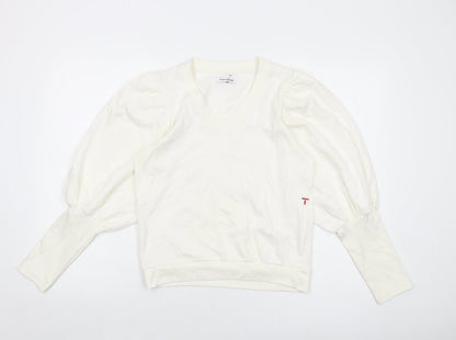 Tomorrow Womens Ivory Cotton Pullover Sweatshirt Size 8 Pullover