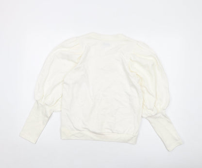 Tomorrow Womens Ivory Cotton Pullover Sweatshirt Size 8 Pullover