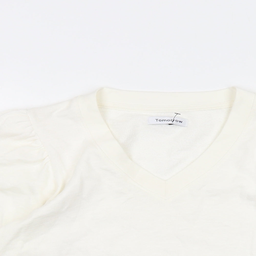 Tomorrow Womens Ivory Cotton Pullover Sweatshirt Size 8 Pullover