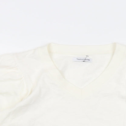 Tomorrow Womens Ivory Cotton Pullover Sweatshirt Size 8 Pullover