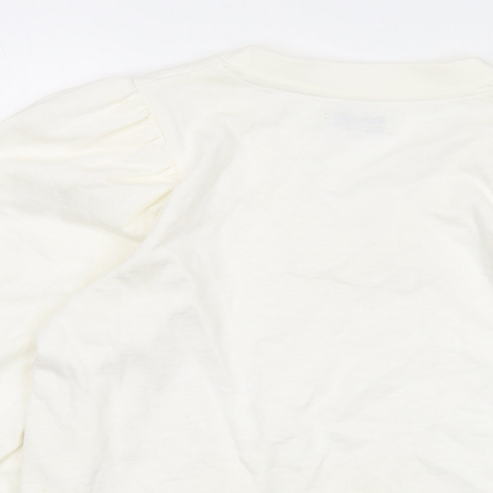 Tomorrow Womens Ivory Cotton Pullover Sweatshirt Size 8 Pullover
