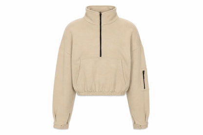 PRETTYLITTLETHING Womens Beige Polyester Pullover Sweatshirt Size S Zip