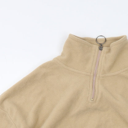 Brave Soul Womens Beige Polyester Pullover Sweatshirt Size S Zip