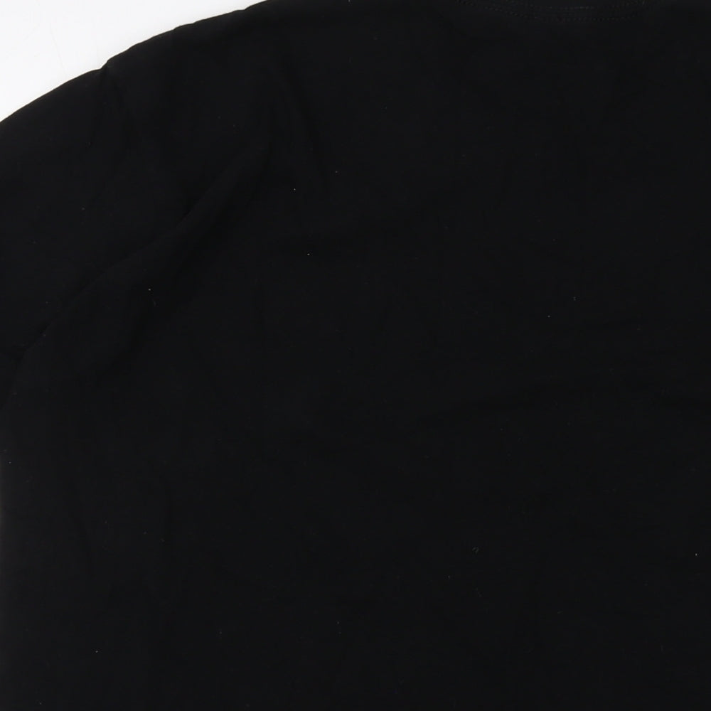 Tweed Mens Black Cotton T-Shirt Size L Crew Neck