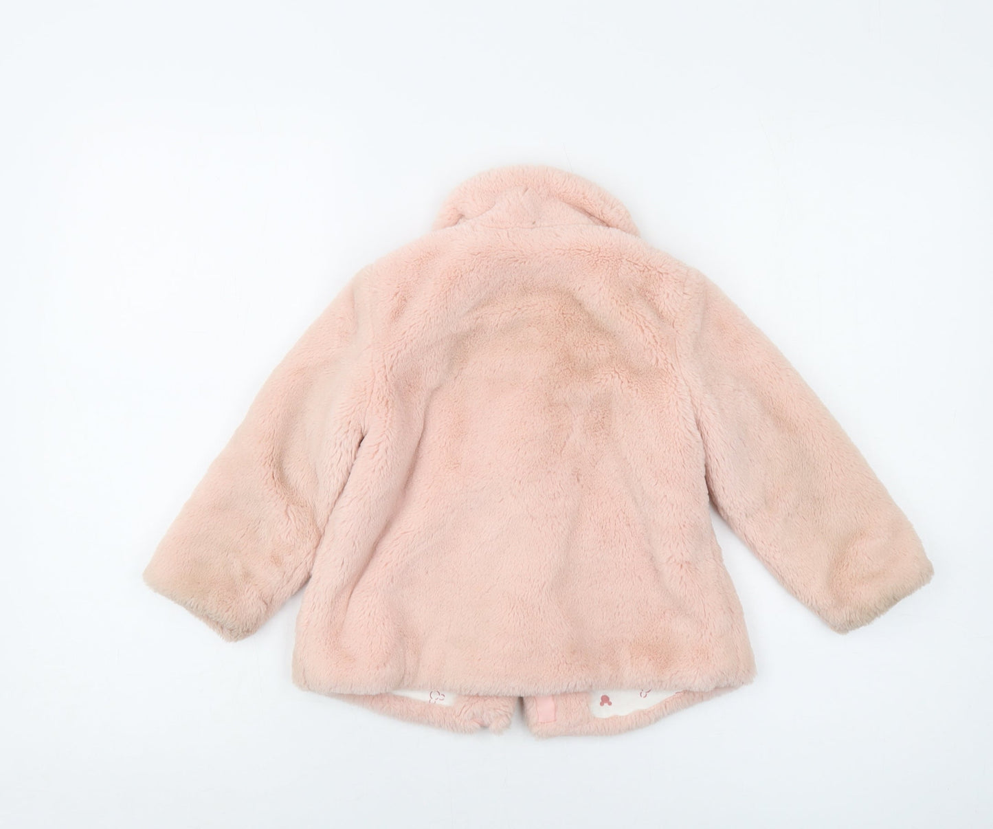 Disney Girls Pink Jacket Size 24 Months Snap - Faux Fur Minnie Mouse