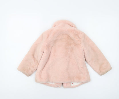 Disney Girls Pink Jacket Size 24 Months Snap - Faux Fur Minnie Mouse