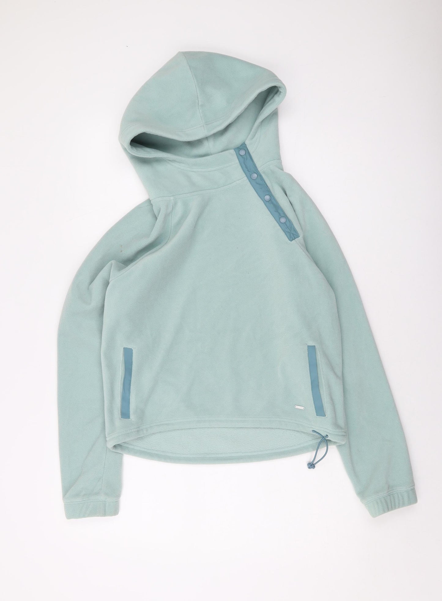 Hollister Womens Green Polyester Pullover Hoodie Size XS Button