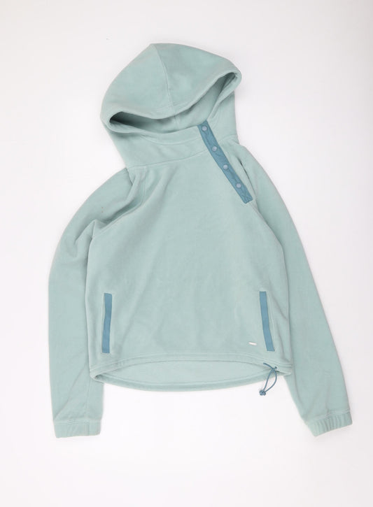 Hollister Womens Green Polyester Pullover Hoodie Size XS Button