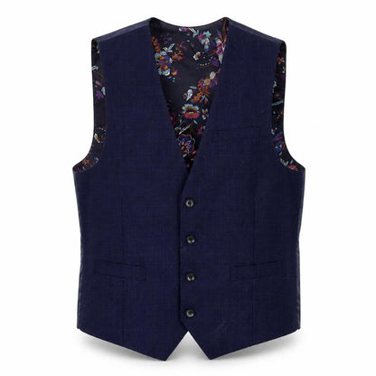Front view of Feraud Vintage men’s blue polyester jacket suit waistcoat, size 42, regular