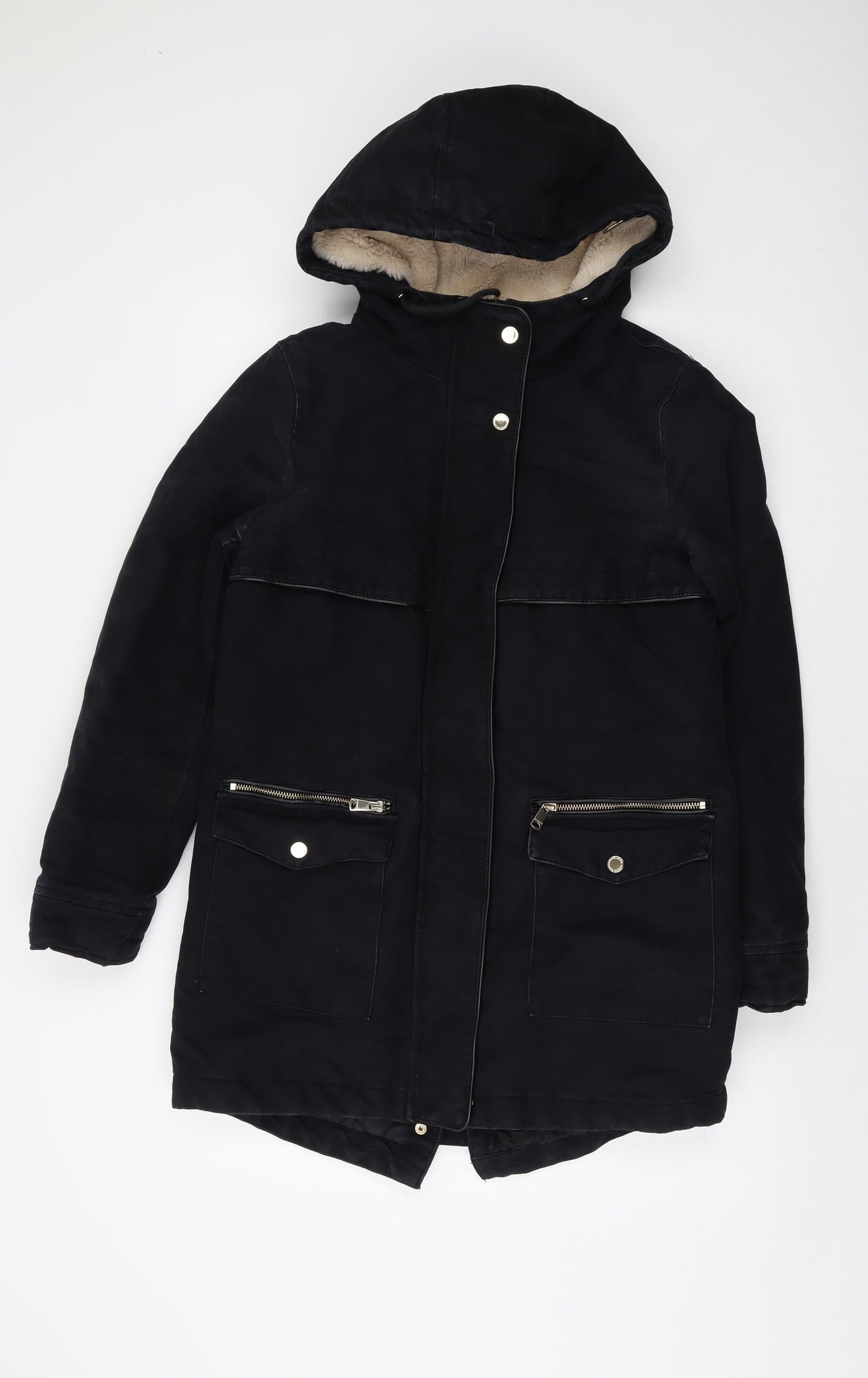 Clockhouse Womens Black Parka Jacket Size 10 Zip