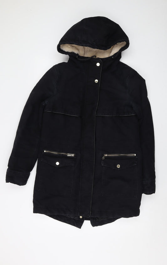 Clockhouse Womens Black Parka Jacket Size 10 Zip