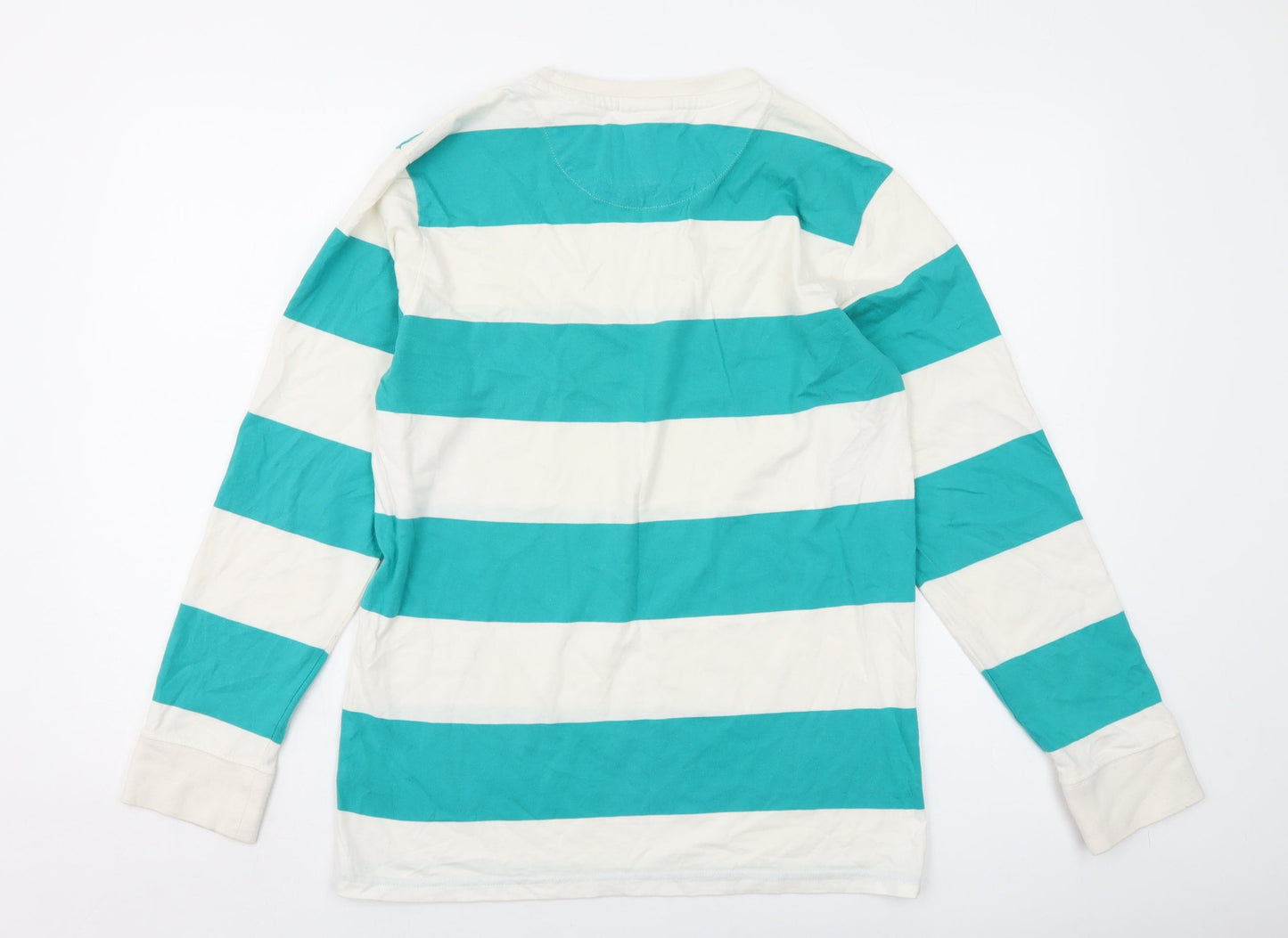 Jack Wills Mens Green Striped Cotton T-Shirt Size S Round Neck