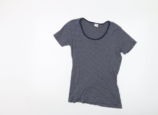 Womens UK Size 10 Cotton Traders Blue Basic T-Shirt
