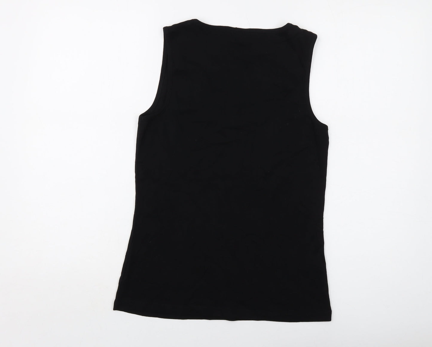 M&Co Womens Black Cotton Basic Tank Size 12 Round Neck