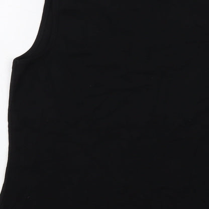 M&Co Womens Black Cotton Basic Tank Size 12 Round Neck