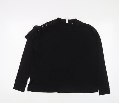 Additional front view of And/Or women’s black cotton pullover sweatshirt, size UK 10, pullover