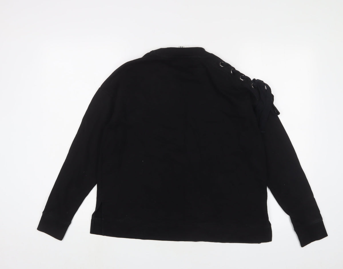 Back view of And/Or women’s black cotton pullover sweatshirt, size UK 10, pullover