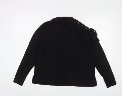 Back view of And/Or women’s black cotton pullover sweatshirt, size UK 10, pullover