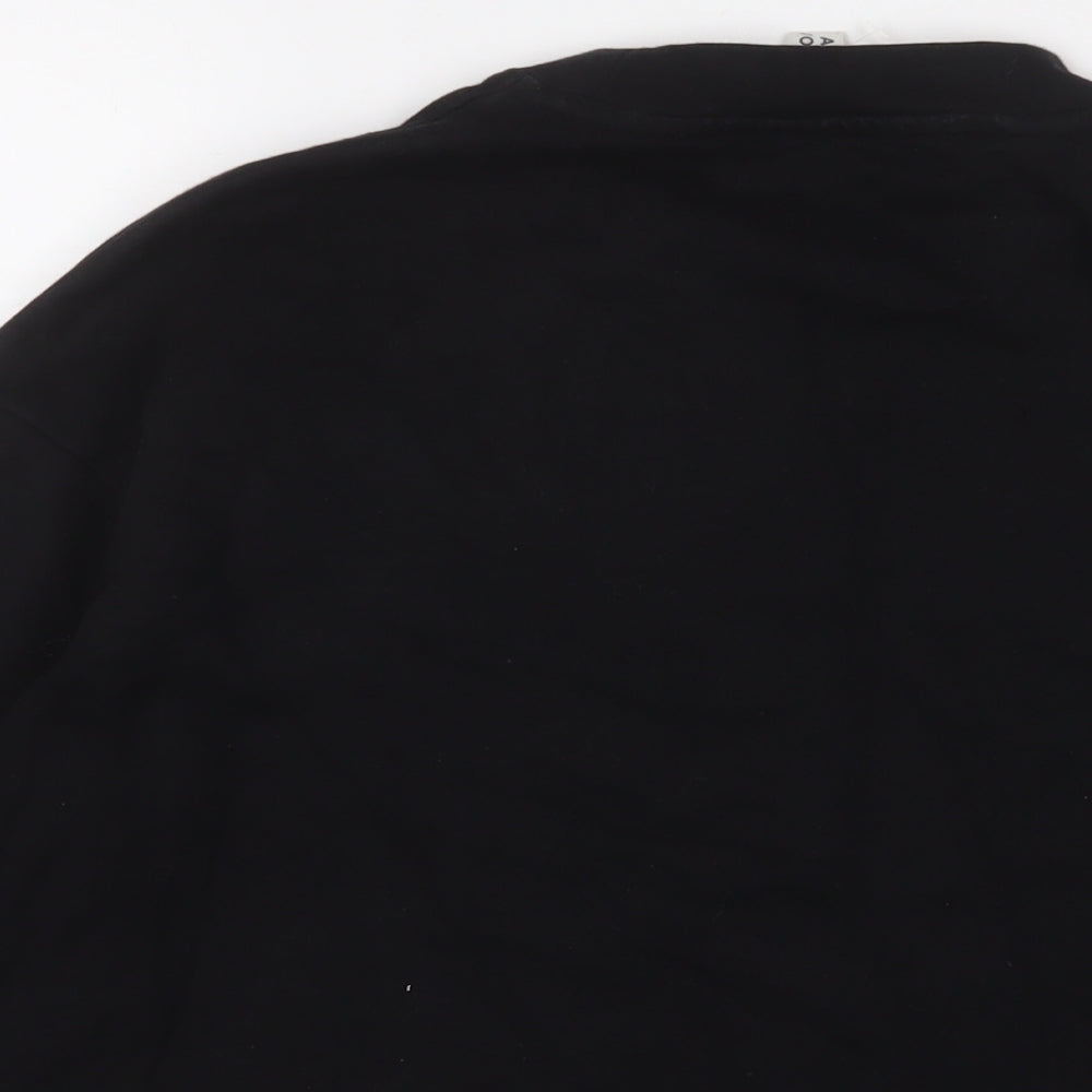 Brand and care label for And/Or women’s black cotton pullover sweatshirt, size UK 10, pullover