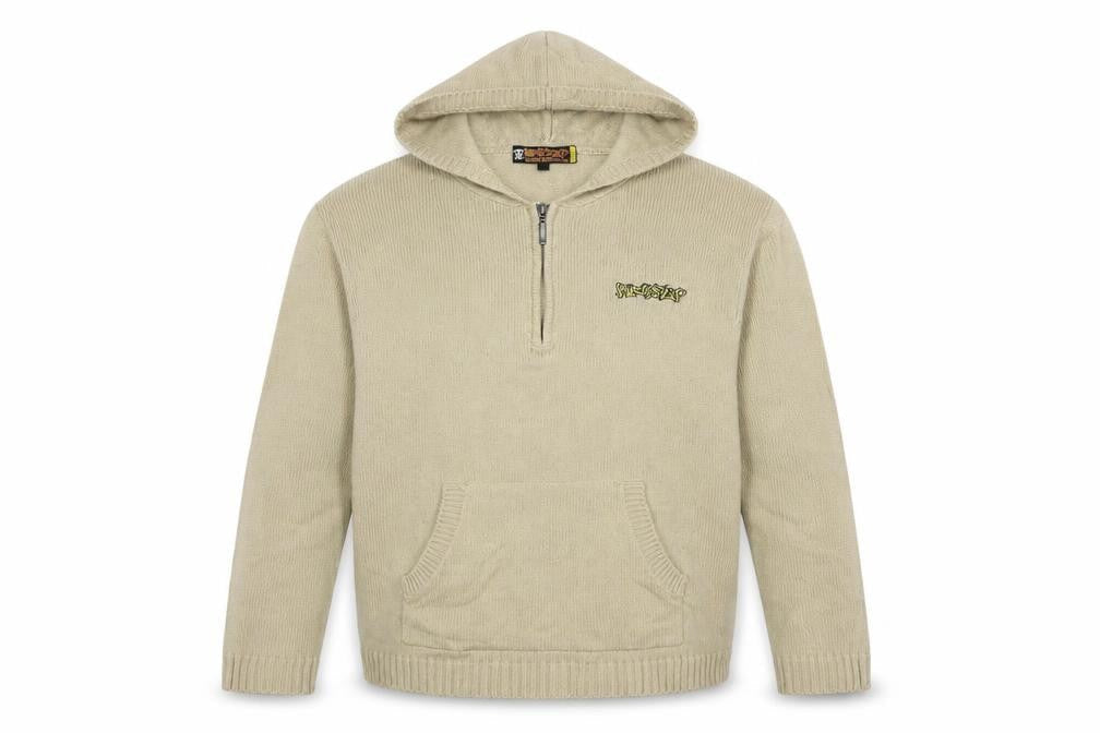 Kickflip Boys Beige Acrylic Pullover Hoodie Size 13 Years Pullover - Logo, Embroidered