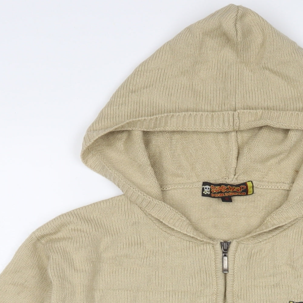 Kickflip Boys Beige Acrylic Pullover Hoodie Size 13 Years Pullover - Logo, Embroidered