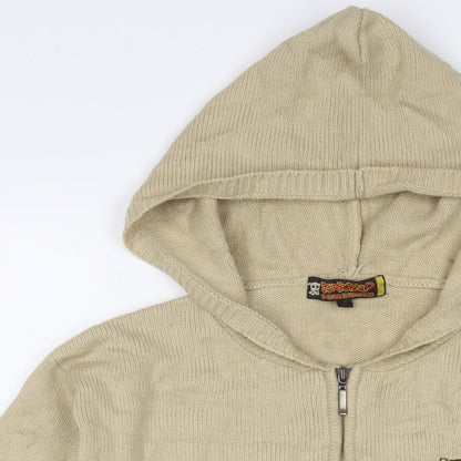 Kickflip Boys Beige Acrylic Pullover Hoodie Size 13 Years Pullover - Logo, Embroidered