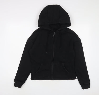 USA Pro Womens Black Cotton Full Zip Hoodie Size 10 Zip - Logo, Embroidered
