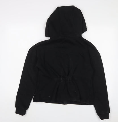 USA Pro Womens Black Cotton Full Zip Hoodie Size 10 Zip - Logo, Embroidered