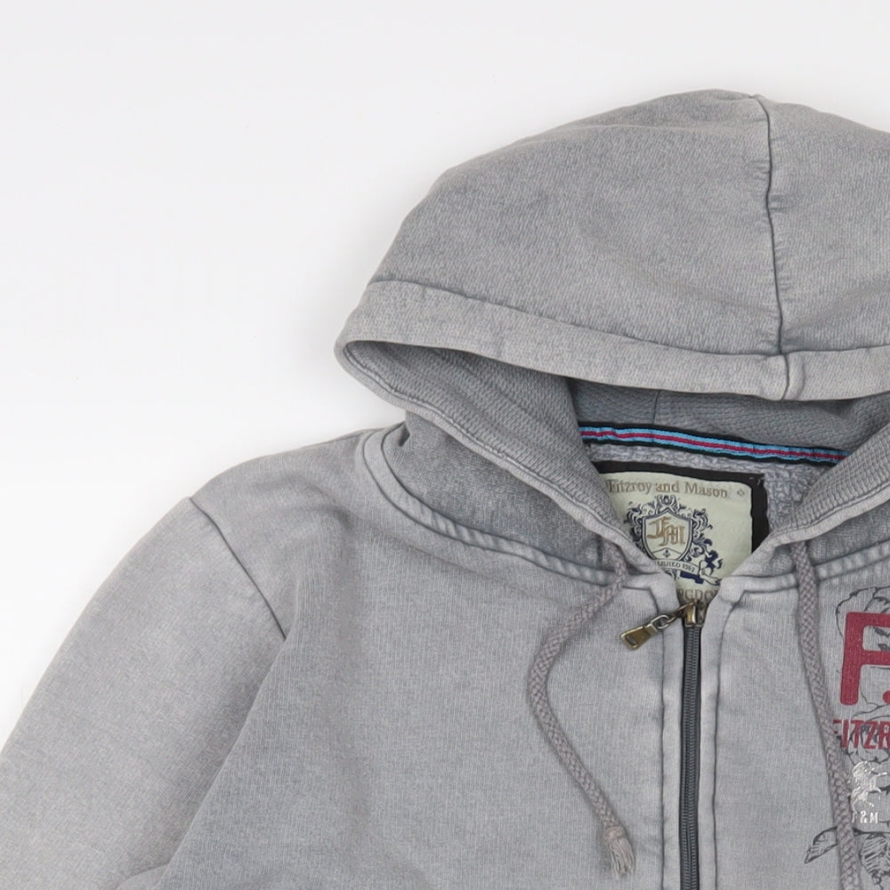 Fitzroy and Mason Womens Grey Cotton Full Zip Hoodie Size 16 Zip