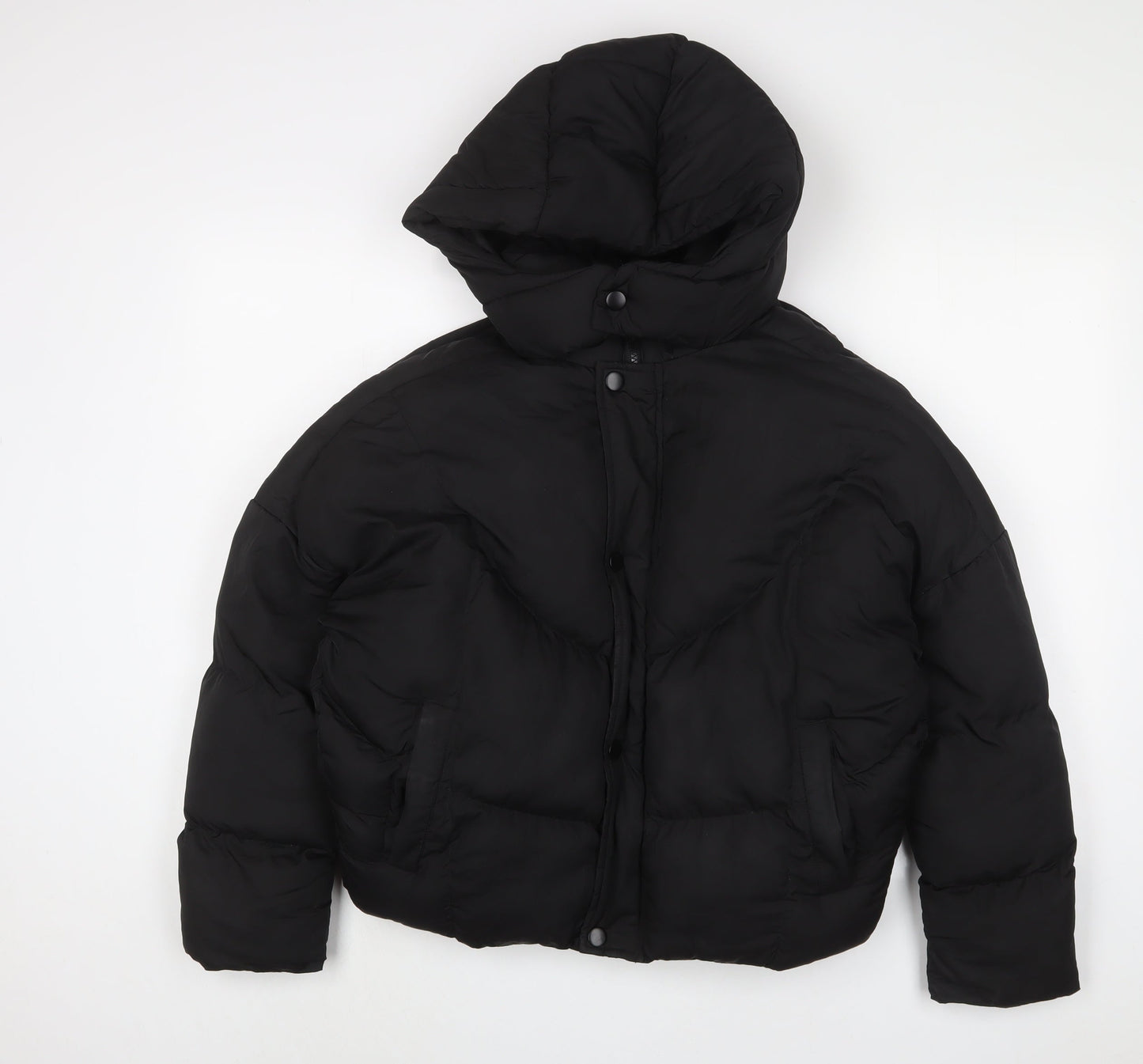 Womens UK Size 4 PRETTYLITTLETHING Black Puffer Jacket