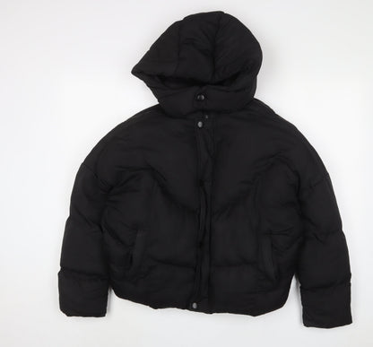 Womens UK Size 4 PRETTYLITTLETHING Black Puffer Jacket