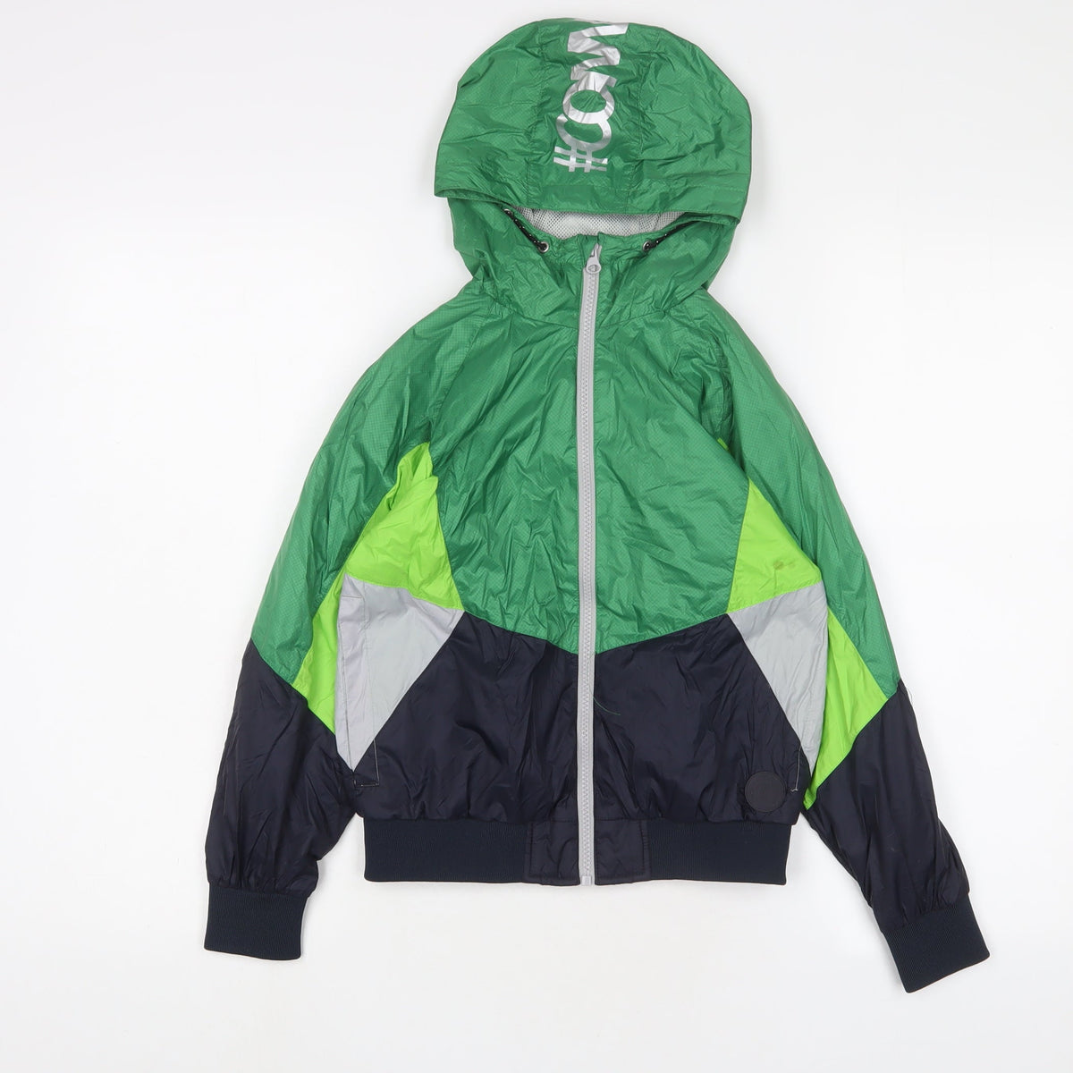Additional front view of Next boys’ green jacket, size 8, years zip