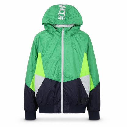 Front view of Next boys’ green jacket, size 8, years zip