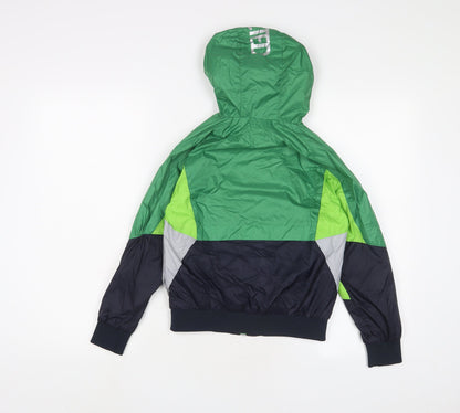 Back view of Next boys’ green jacket, size 8, years zip