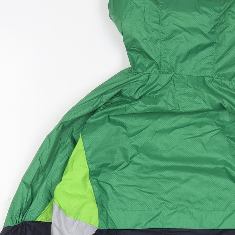 Brand and care label for Next boys’ green jacket, size 8, years zip